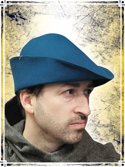 Medieval Felt Hat Coifs & Hats L'Atelier des Cache-Misères Turquoise 