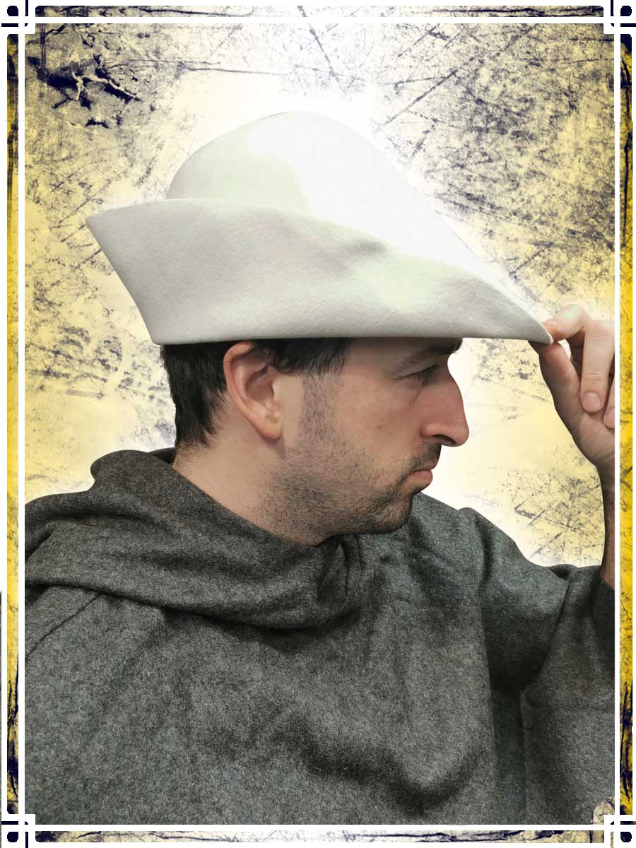 Medieval Felt Hat Coifs & Hats L'Atelier des Cache-Misères White 