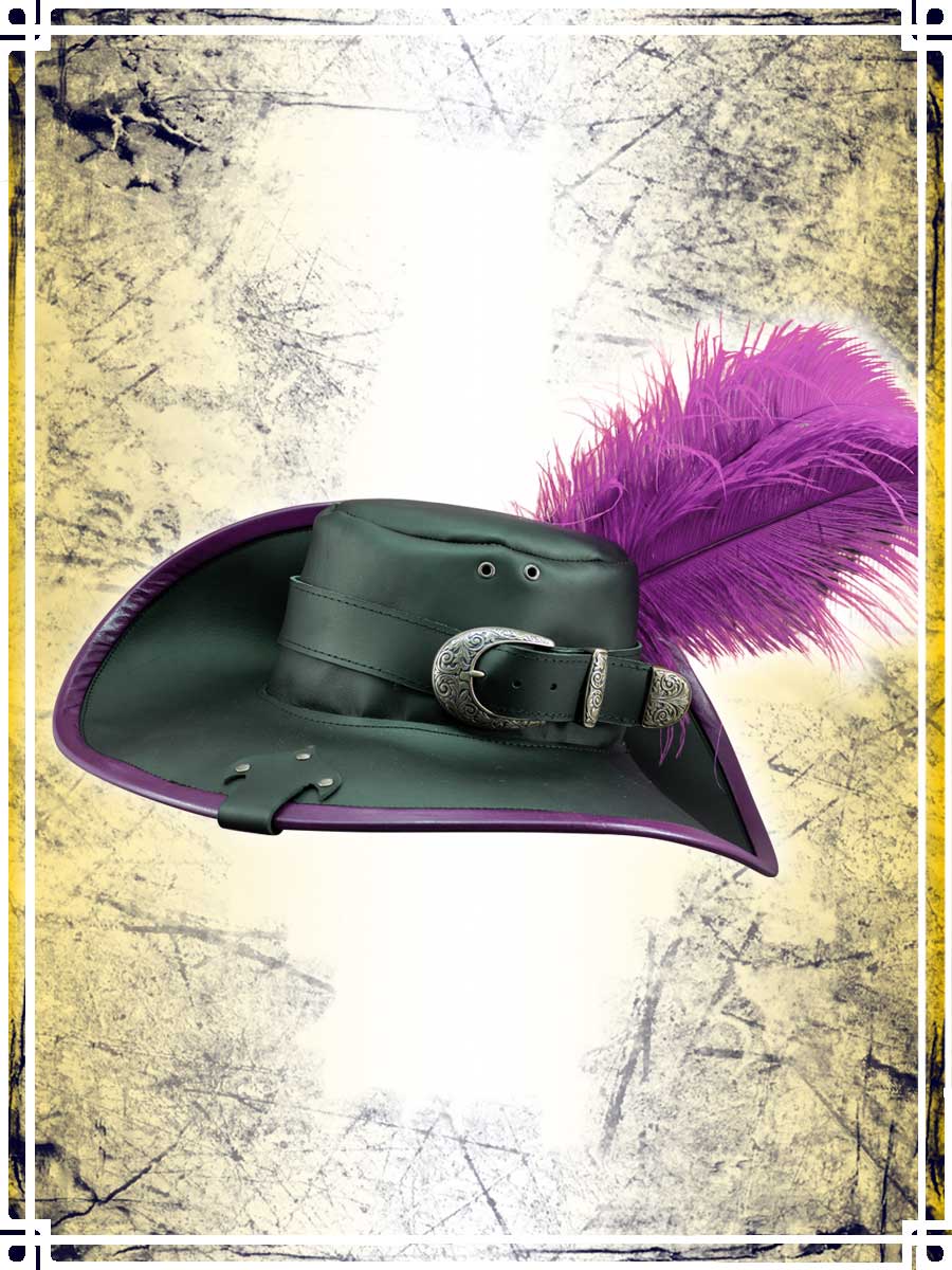 Musketeer's hat - Buckle Leather Hats Les Artisans d'Azure Purple 