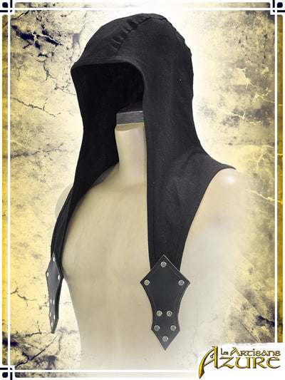 Necromancer's Long Hood Coifs & Hats Les Artisans d'Azure Black 