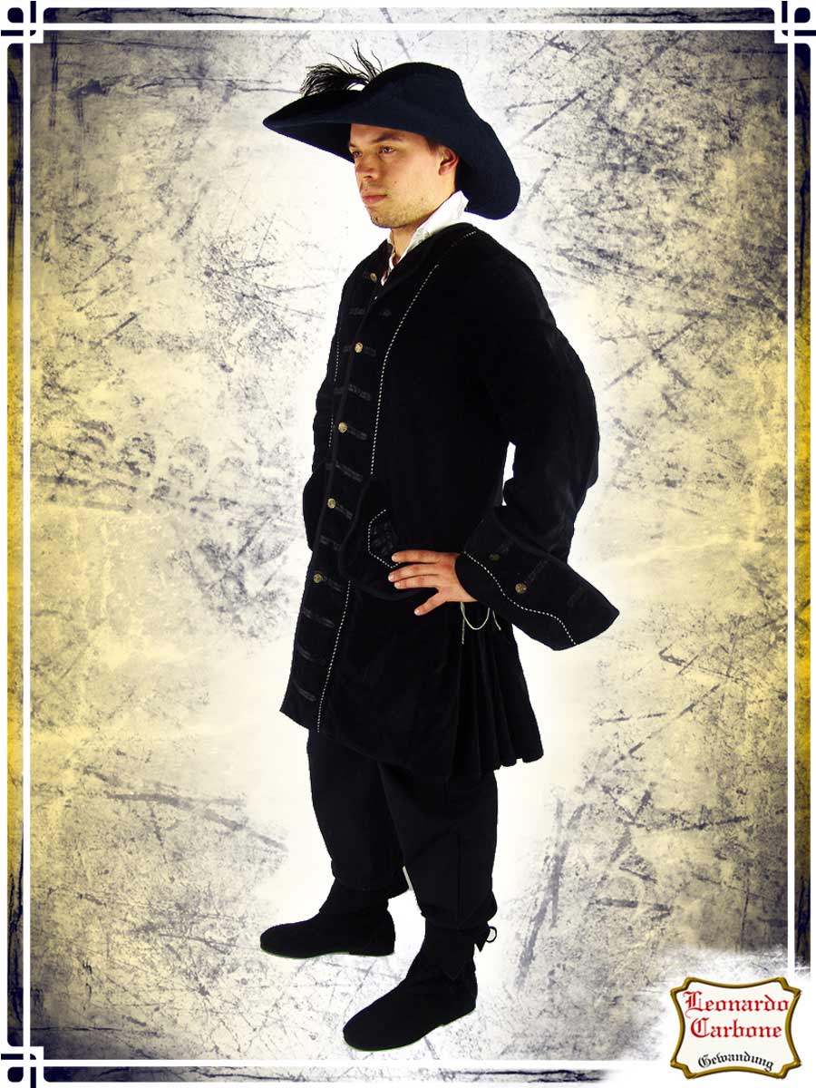 Pirate Velvet Coat Coats & Robes Leonardo Carbone Black Small 