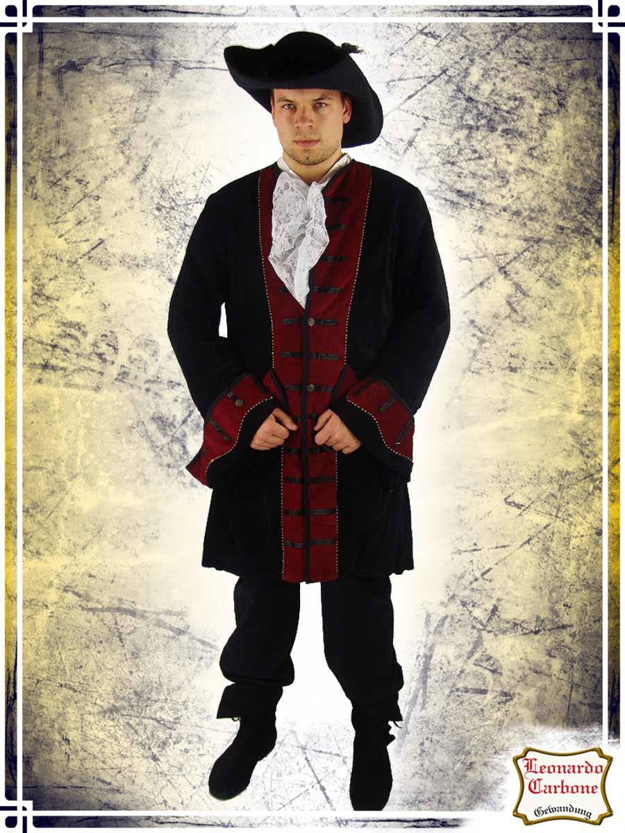 Pirate Velvet Coat Coats & Robes Leonardo Carbone Black|Red Medium 