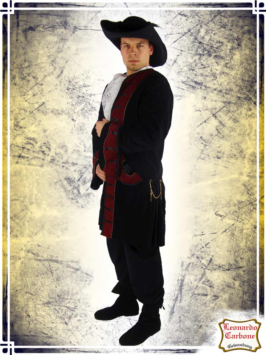 Pirate Velvet Coat Coats & Robes Leonardo Carbone Black|Red XLarge 
