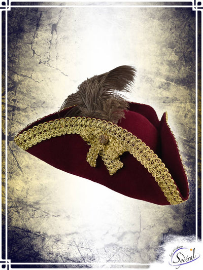 Royal Tricorn Coifs & Hats Créations Sydéral Burgundy Large Gold Large Trim