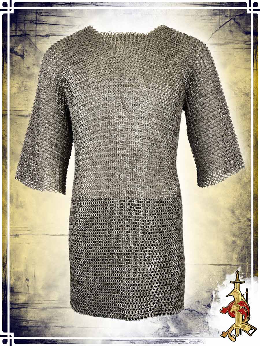 Short Sleeves Riveted Chainmail Haubergeon – 9mm 17ga Chainmails Lord of Battles 