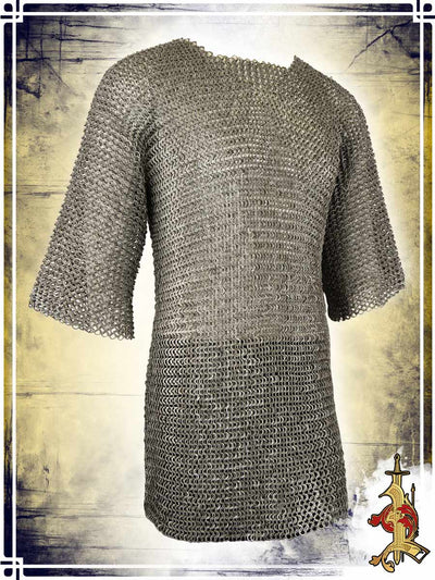 Short Sleeves Riveted Chainmail Haubergeon – 9mm 17ga Chainmails Lord of Battles Large 