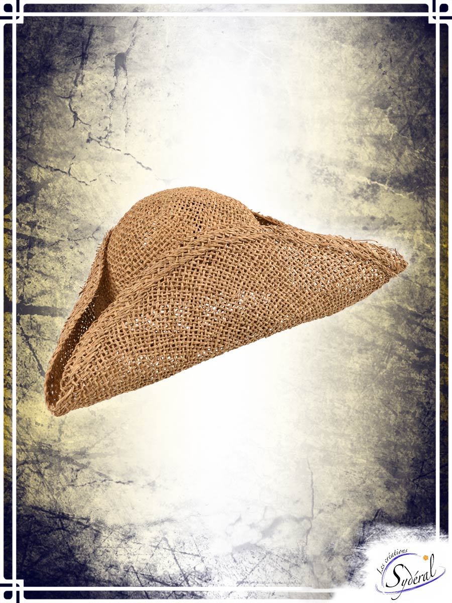 Tricorn - Straw ramie Coifs & Hats Créations Sydéral Medium With feather 