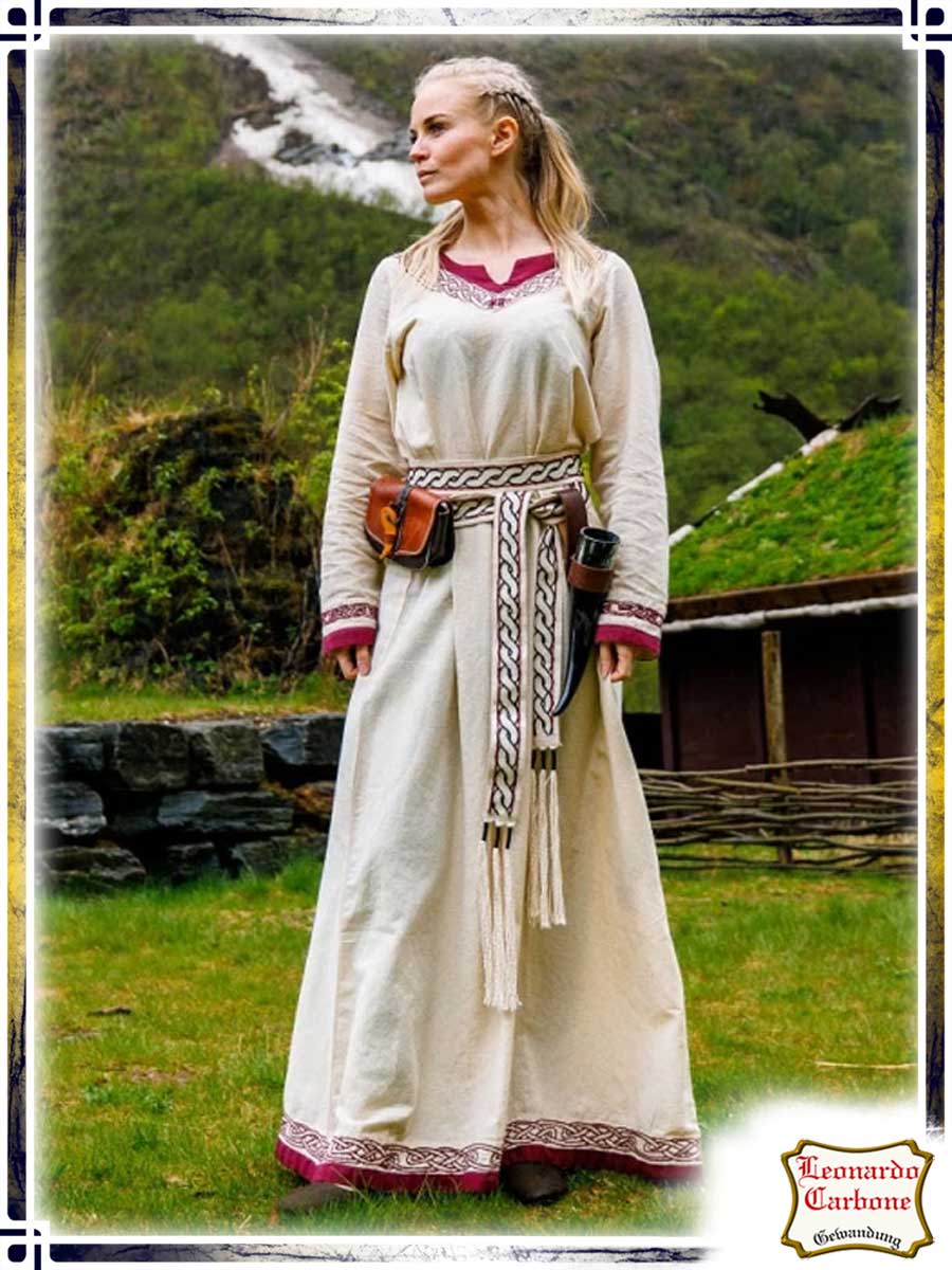 Viking Dress Lagertha Dresses Leonardo Carbone Natural|Red XSmall 